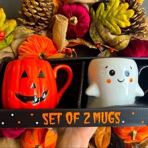 ✨NEW🎃LANG set of two Halloween mugs of ghost and Jack o lantern👻